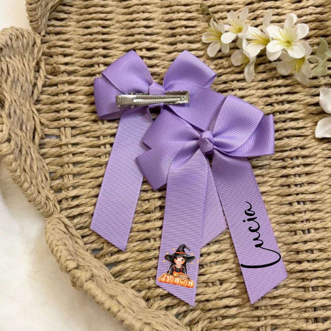 Witch & Pumpkins Halloween Bow