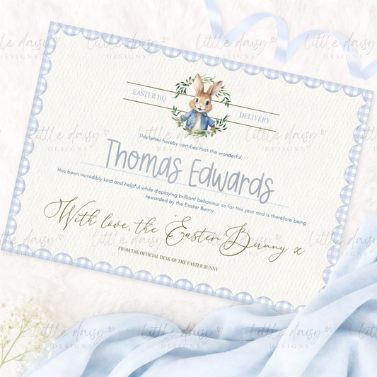 Gingham Easter Certificate