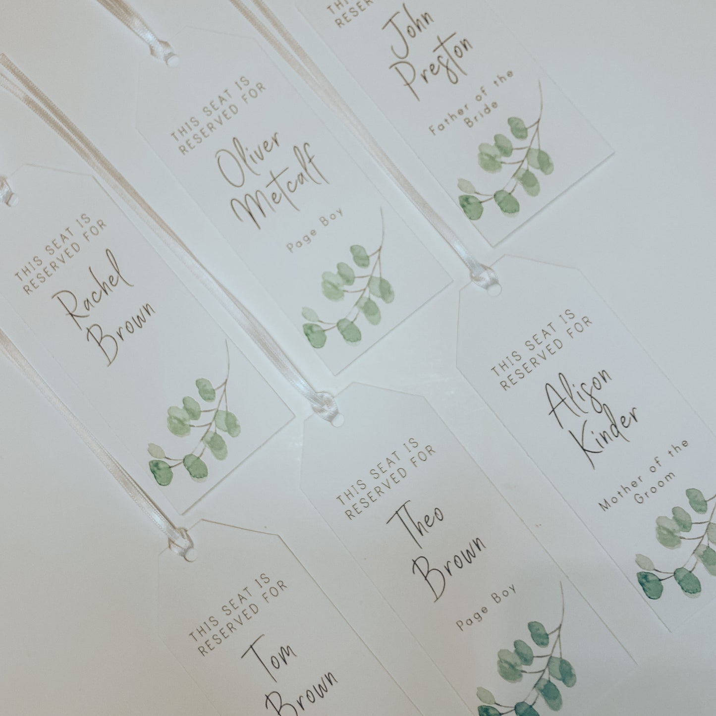 Eucalyptus Wedding Chair Tags