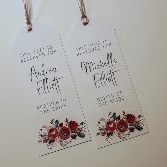 Neutral Floral Wedding Chair Tags