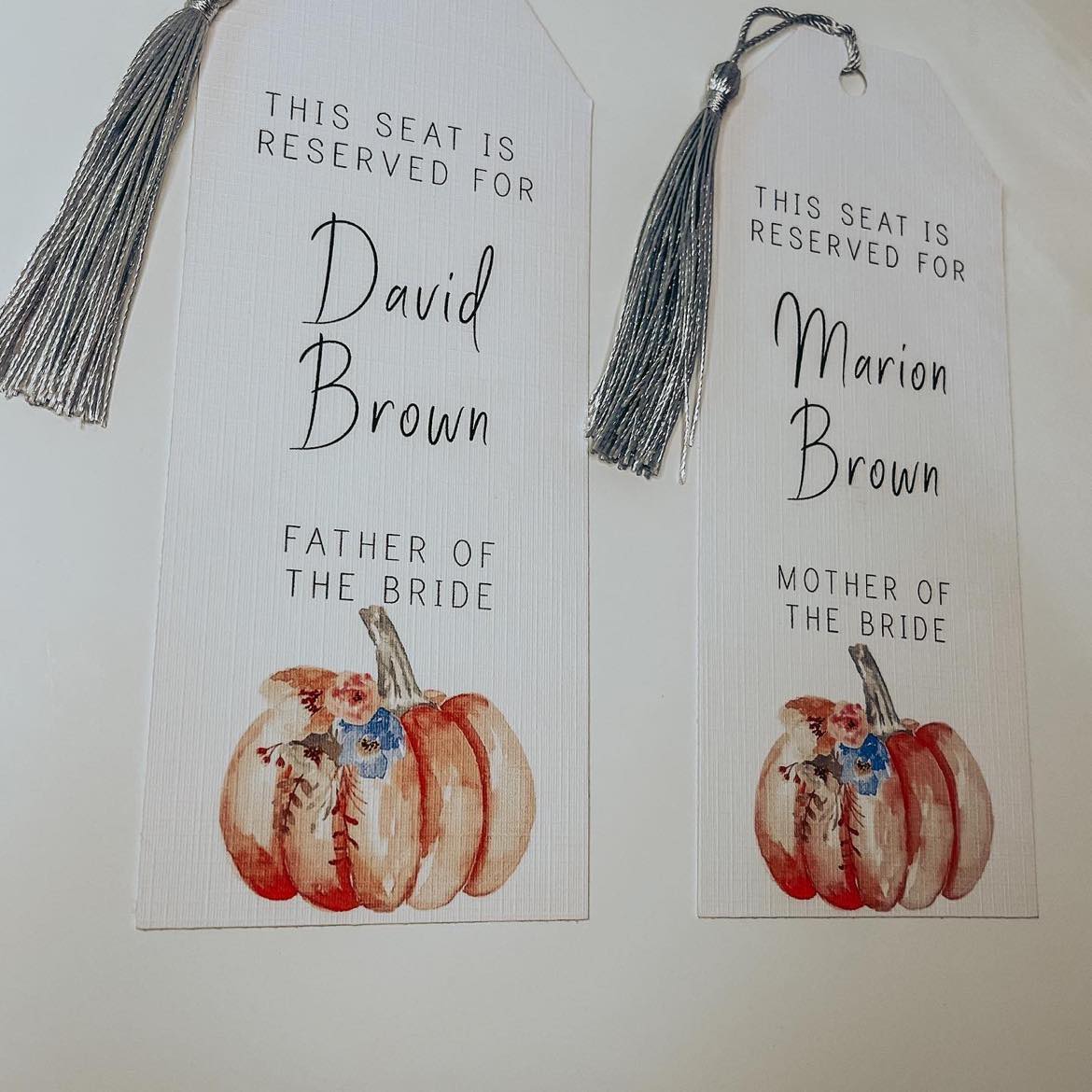 Orange Pumpkin Wedding Chair Tags