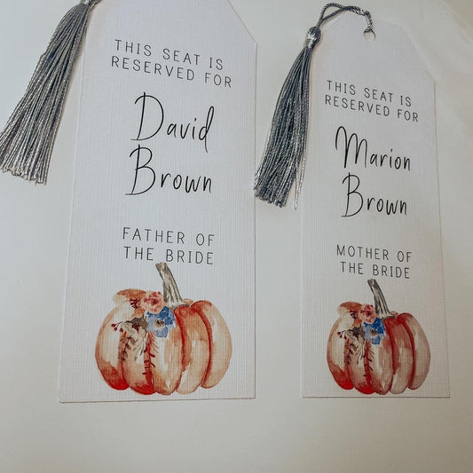 Orange Pumpkin Wedding Chair Tags
