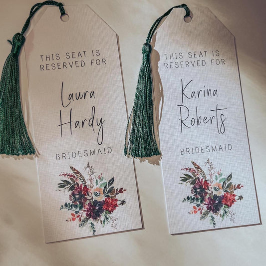 Boho Floral Wedding Chair Tags