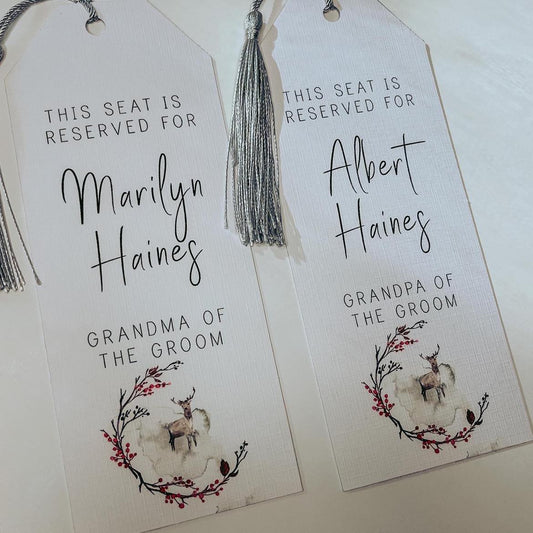 Winter Berries Wedding Chair Tags
