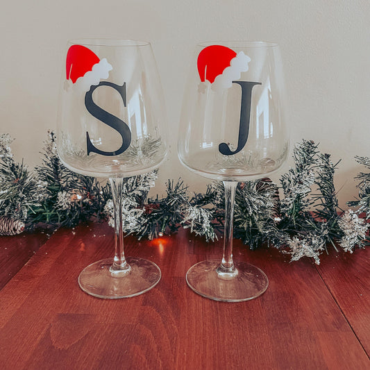 Santa Hat Wine Glass