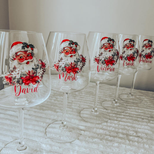 Santa Wine Glass