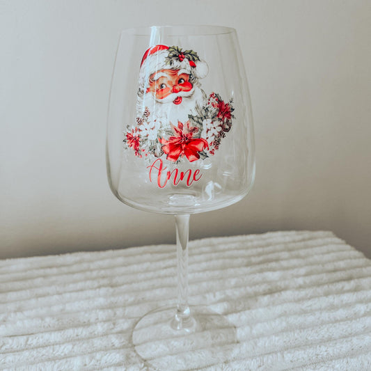 Santa Wine Glass