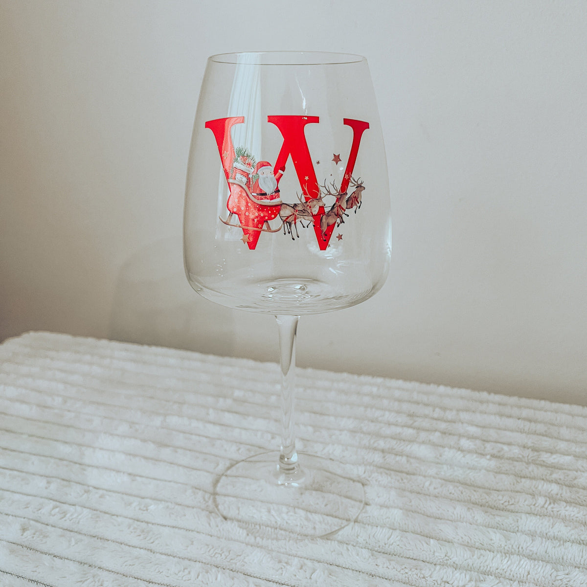 Santa Sleigh Wine Glass