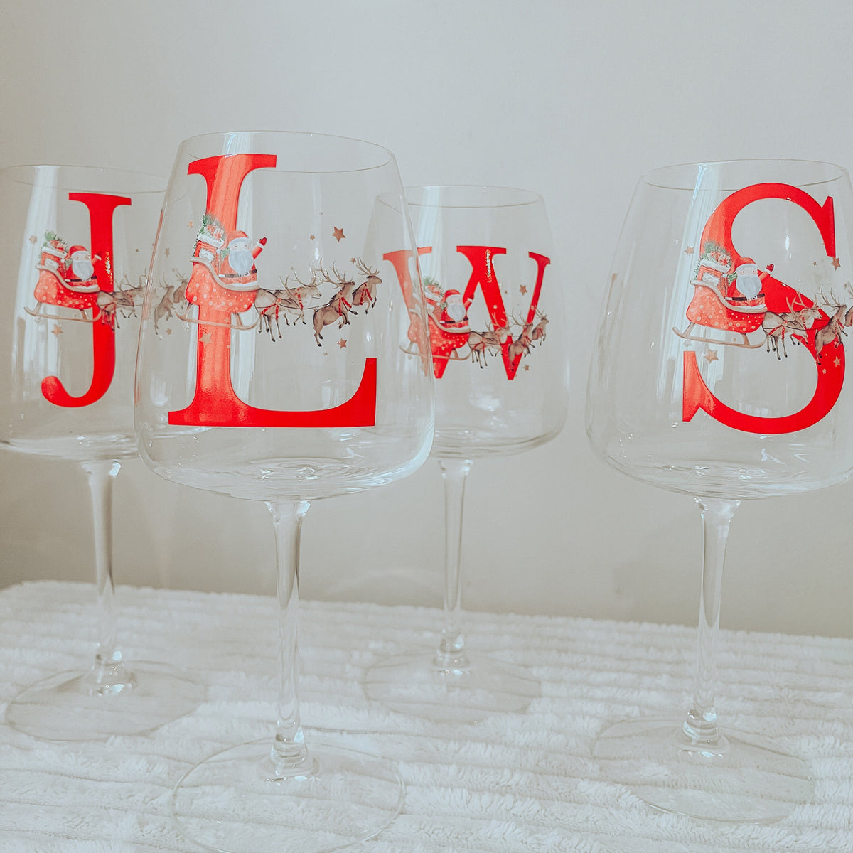 Santa Sleigh Wine Glass