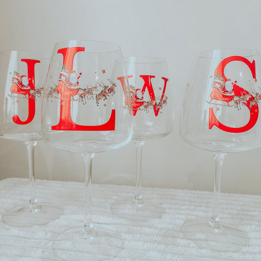 Santa Sleigh Wine Glass