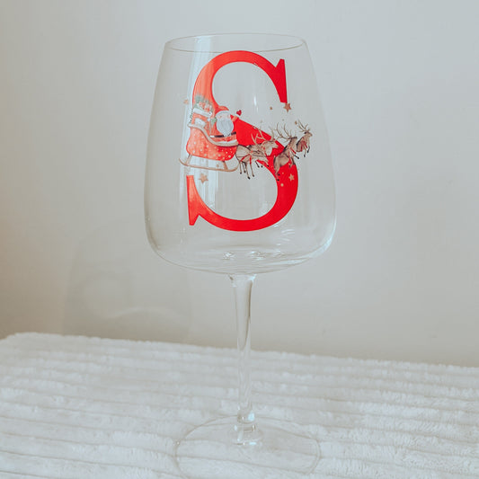Santa Sleigh Wine Glass