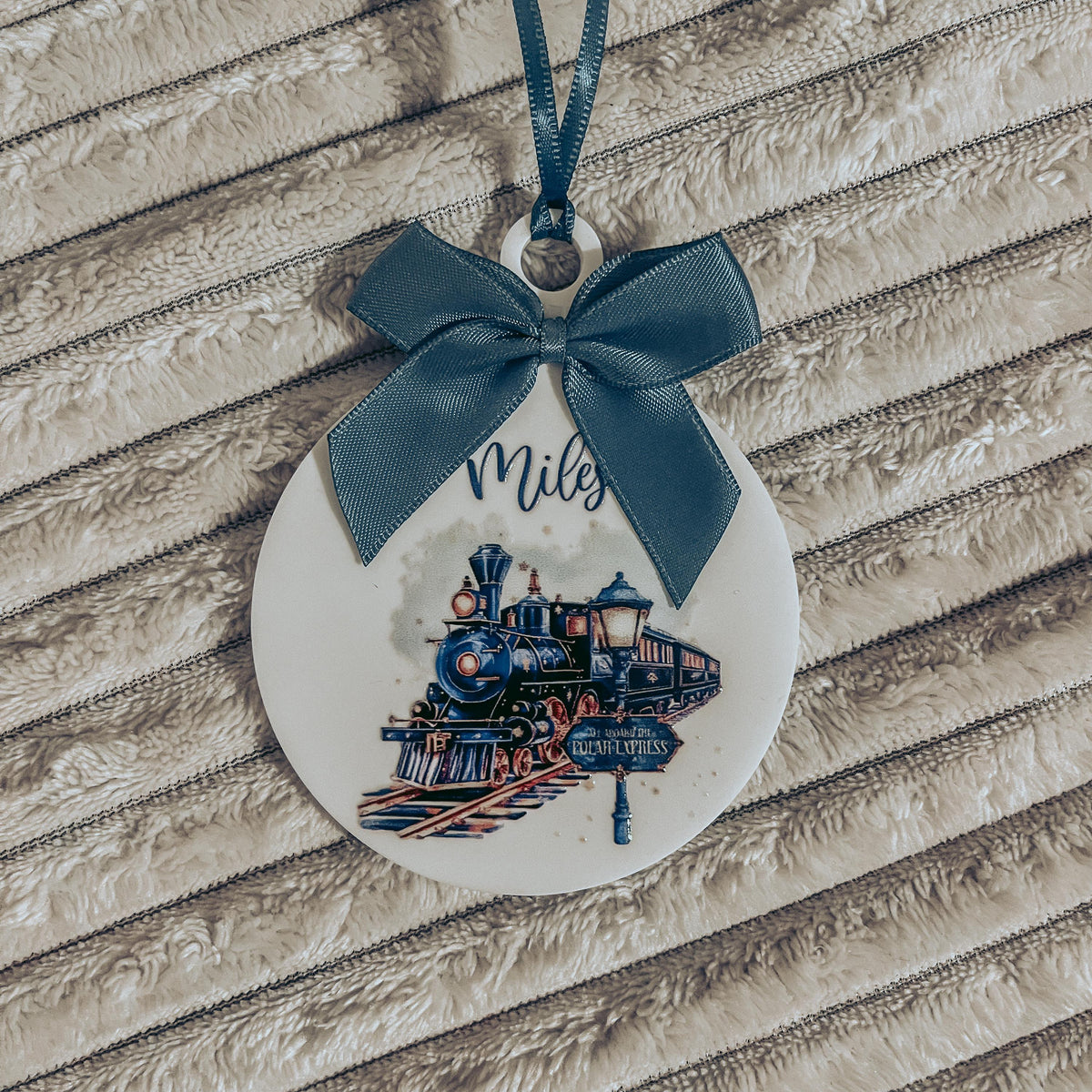 Navy Express Train Bauble
