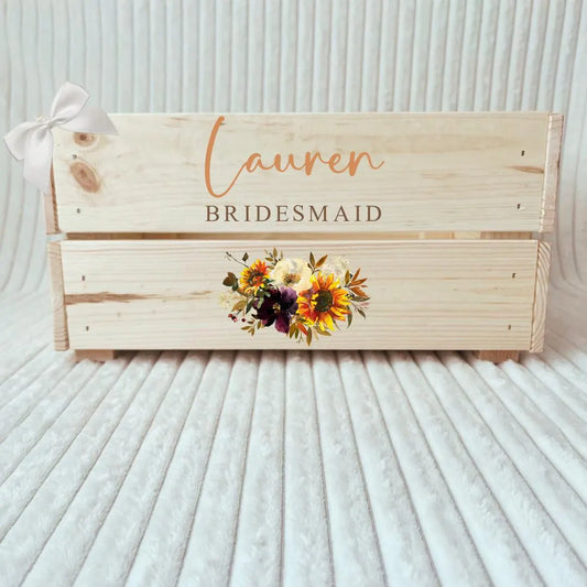 Autumn Sunflowers Wedding Crate