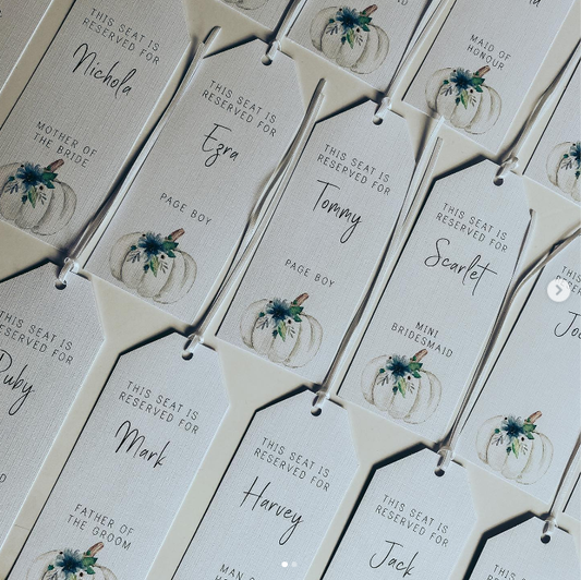 Spring Pumpkin Wedding Chair Tags
